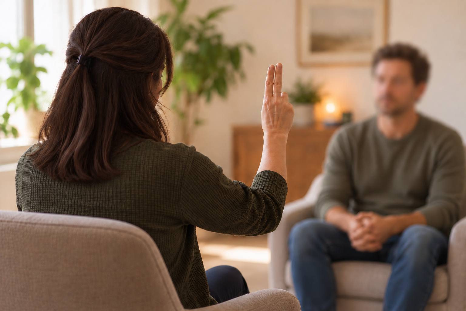 Sesión de terapia EMDR con estimulación bilateral